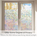 Window Privacy Film, 3D Decorative Rainbow Window Clings, Stained Glass Window Decals, Static Cling Window Sticker Non-Adhesive, 17.7 x 78.7 inches
