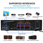 Starklok Optical/Coaxial 1200W Surround Stereo Receiver, Bluetooth Audio Power Amplifiers for Home Theater Stereo System