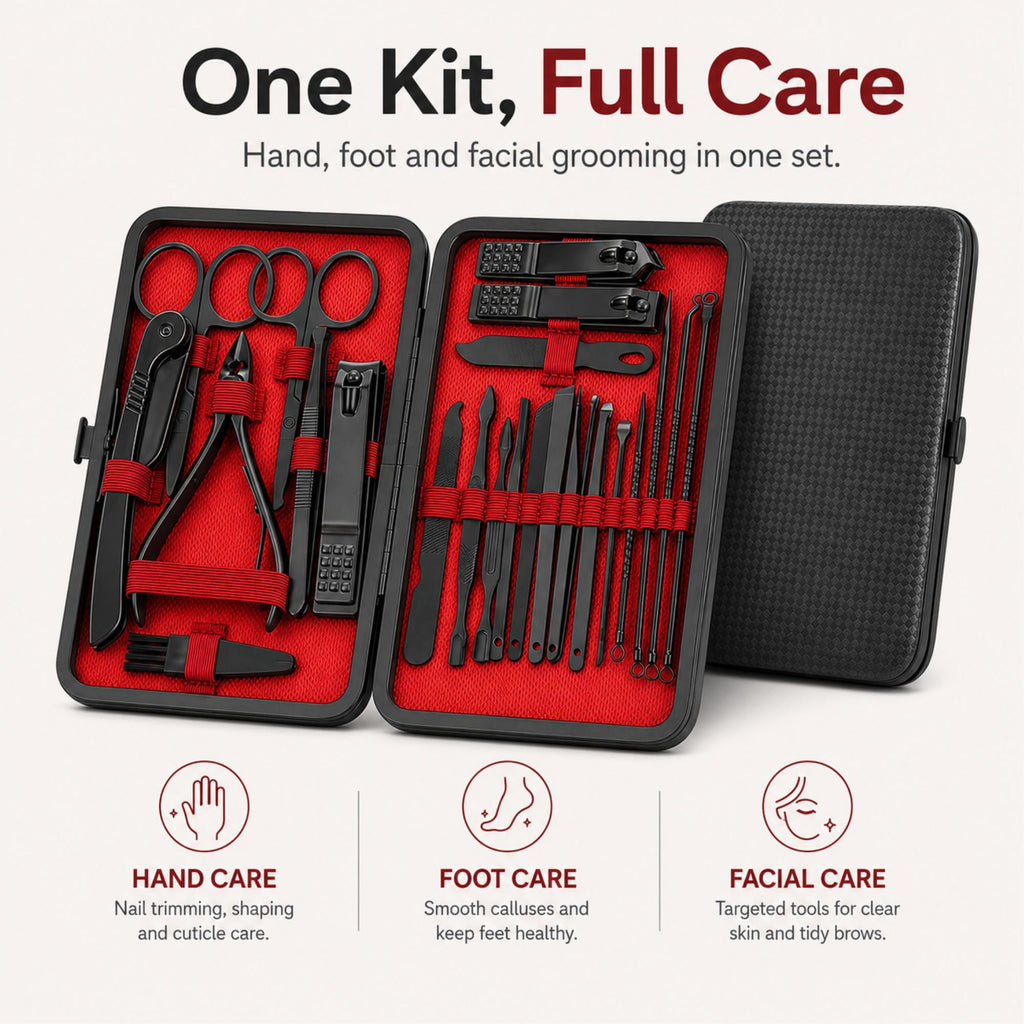 24-Piece Manicure Set with Stainless Steel Nail Clippers and Grooming Tools