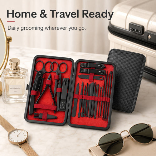 24-Piece Manicure Set with Stainless Steel Nail Clippers and Grooming Tools