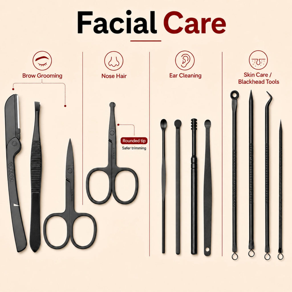 24-Piece Manicure Set with Stainless Steel Nail Clippers and Grooming Tools