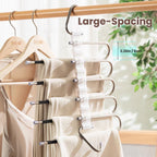 Pants Hangers Space Saving, 3 Pack Magic Non-Slip Stainless Steel Clothes Jean Hangers for Closet, Anti-Slip Hanger for Pants Skirts Scarf Legging