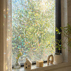 Window Privacy Film, 3D Decorative Rainbow Window Clings, Stained Glass Window Decals, Static Cling Window Sticker Non-Adhesive, 17.7 x 78.7 inches