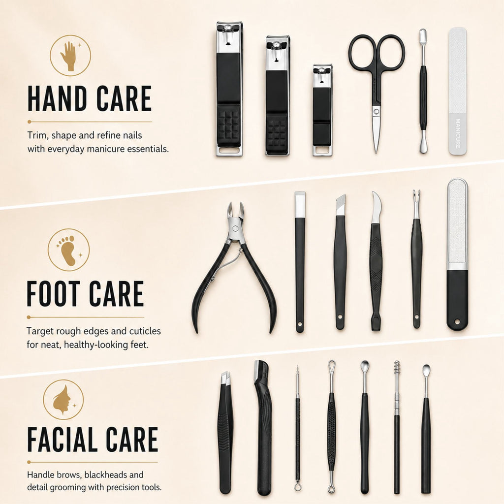 18-Piece Professional Pink Manicure Set with Stainless Steel Nail Clippers and Grooming Tools
