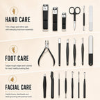 18-Piece Professional Pink Manicure Set with Stainless Steel Nail Clippers and Grooming Tools