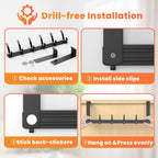 Over Door Hooks, Door Hanger Rack for Hanging with 10 Hooks, Over The Door Towel Racks for Bathroom, Coat Rack Behind Back of Door, Matte Black