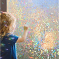 Window Privacy Film 17.7 x 118.1 Inches, Decorative Rainbow Window Clings, 3D Stained Glass Window Decals, Static Cling Window Sticker Non-Adhesive