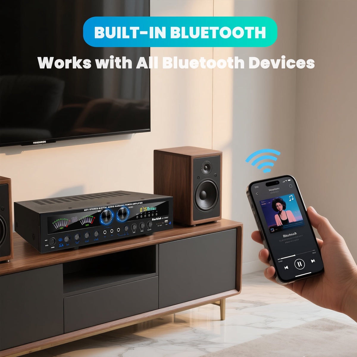 Starklok 7.2 Channel 1000W Surround Stereo Receiver Bluetooth Audio Power Amplifiers for Home Theater Stereo System