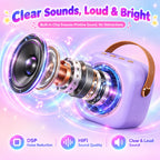 Mini Karaoke Machine for Adults & Kids, Christmas Birthday Gifts for Girls, Colorful LED Portable Bluetooth Singing Speaker Karaoke Machine with 2 Mics