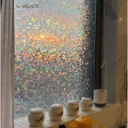 Window Privacy Film 17.7 x 118.1 Inches, Decorative Rainbow Window Clings, 3D Stained Glass Window Decals, Static Cling Window Sticker Non-Adhesive